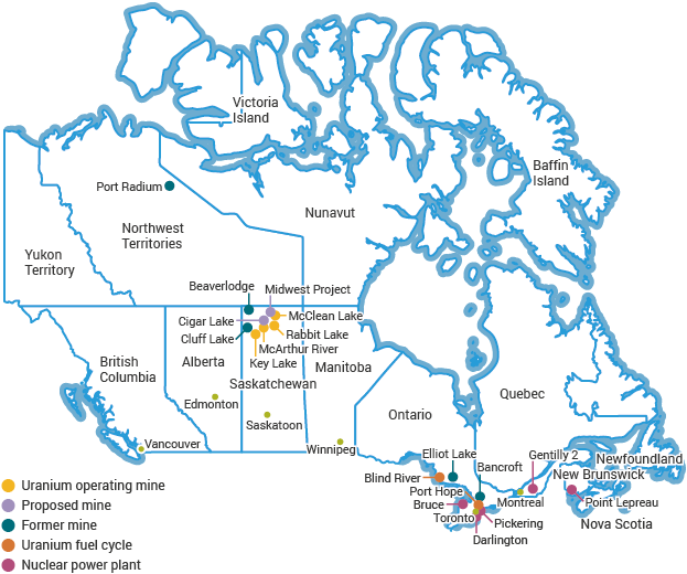 Uranium in Canada map