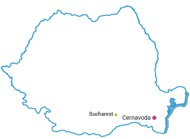 Map showing location of Romania's nuclear power plants