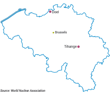 Nuclear Power Plants in Belgium Map