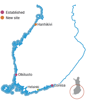 map of finland nuclear power plants olkiluoto and loviisa