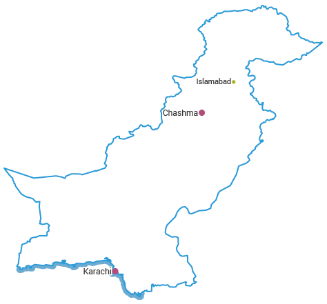 Location of nuclear power plants in Pakistan