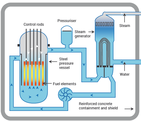 A Pressurized Water Reactor (PWR) main features and components